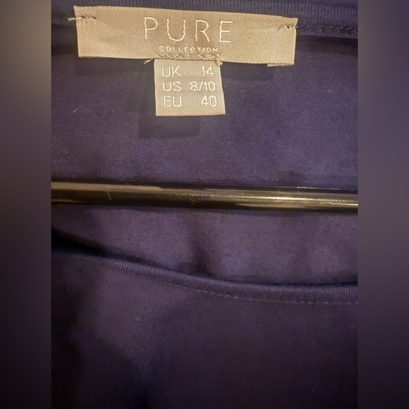 Pure Collection Navy Modal Minimalist Classic Jersey Long Sleeves Top Size 8/10 - Picture 3 of 4